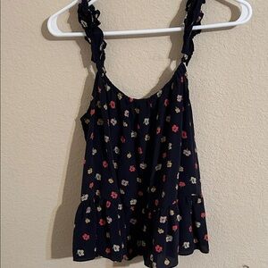 Madewell Navy Floral Camisole with Ruffle Straps  Peplum Flowy Spring Summer